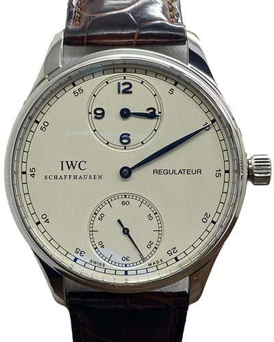 IWC Schaffhausen Portugieser Regulateur 43MM White Dial Leather Strap (IW544401)