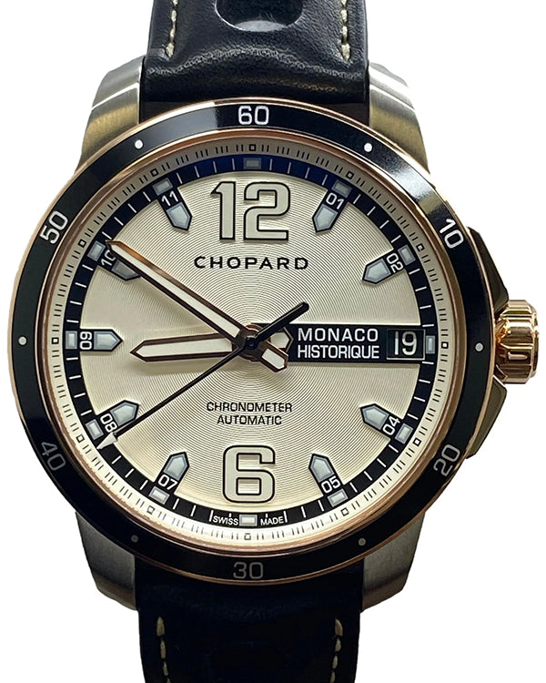 Chopard Grand Prix de Monaco Historique 44MM Silver Dial Leather Strap (168568-9001)