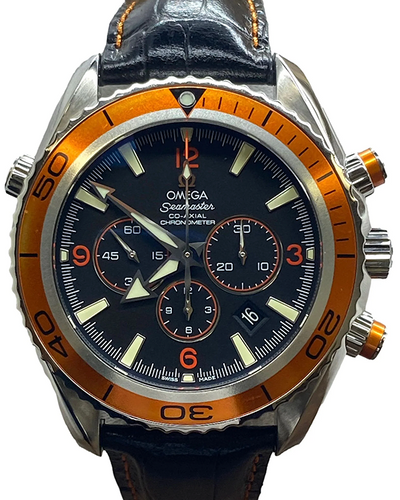 Omega Seamaster Planet Ocean 45.5MM Black Dial Aftermarket Leather Strap (2918.50.82)