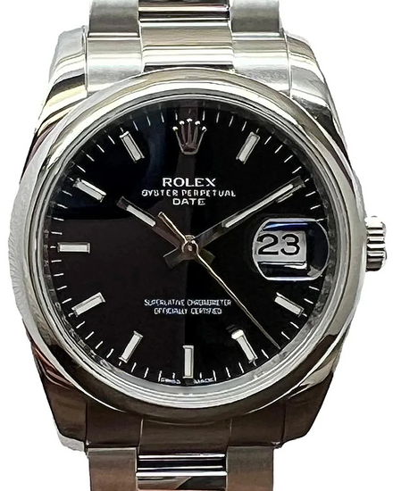 2010 (G Serial) Rolex Oyster Perpetual Date 34MM Black Dial Oyster Bracelet (115200)