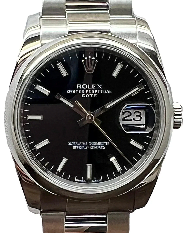 2010 (G Serial) Rolex Oyster Perpetual Date 34MM Black Dial Oyster Bracelet (115200)