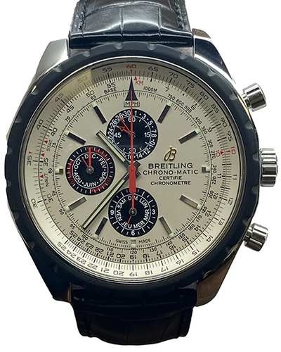 Breitling Chrono-Matic 49MM White Dial Leather Strap (A19360)