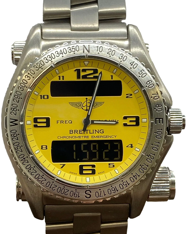 Breitling Emergency 43MM Quartz Yellow Dial Titanium Bracelet (E76321)