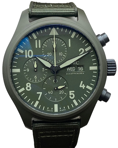 2022 IWC Schaffhausen Pilot 44.5MM Green Dial Rubber/Textile Strap (IW389106)