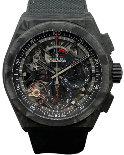 Zenith Defy El Primero 21 Carbon 44MM Skeleton Dial Rubber/Textile Strap (10.9000.9004)