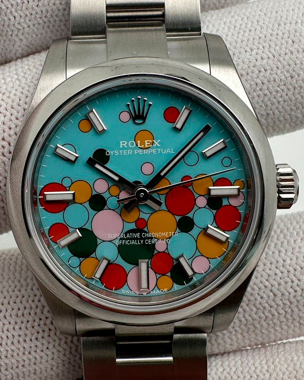 2024 Rolex Oyster Perpetual 31MM Turquoise Blue "Celebration" Motif Dial Oyster Bracelet (277200)