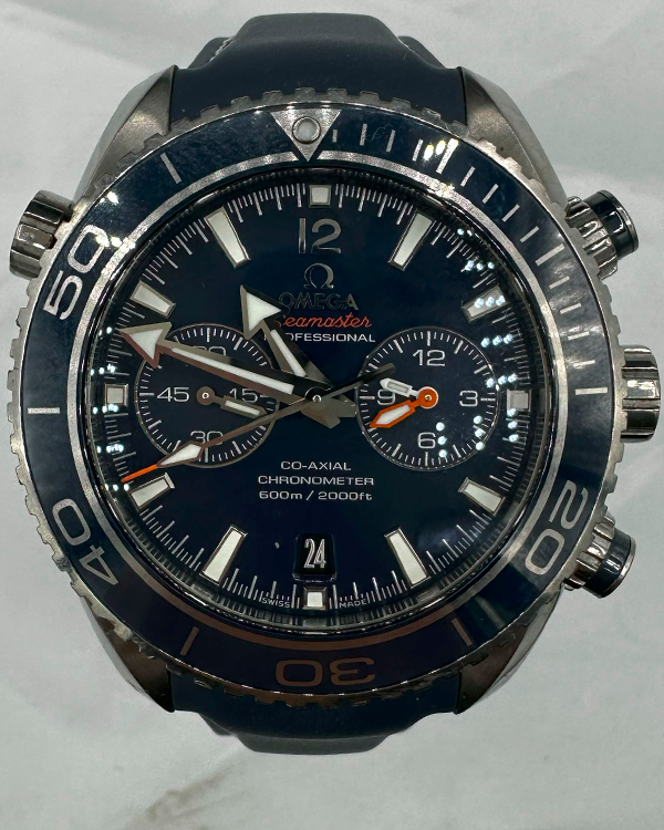 Omega Seamaster Planet Ocean Chronograph 45.5MM Blue Dial Leather Strap (232.90.46.51.03.001)