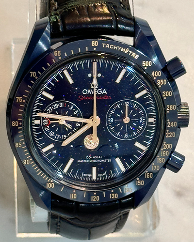 2020 Omega Speedmaster Moonphase "Blue Side Of The Moon" 44.25MM Ceramic Blue Dial Leather Strap (304.93.44.52.03.002)