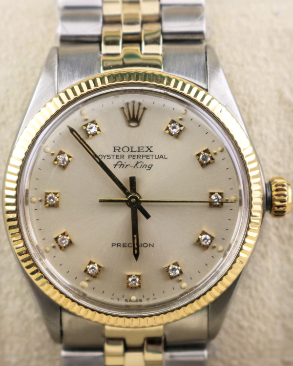 1984 (8.2 Mil Serial) Rolex Air-King Vintage 34MM Silver Dial Two-Tone ...