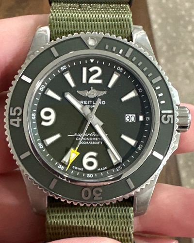2022 Breitling Superocean 44MM Green Dial Aftermarket Textile Strap (A17367)