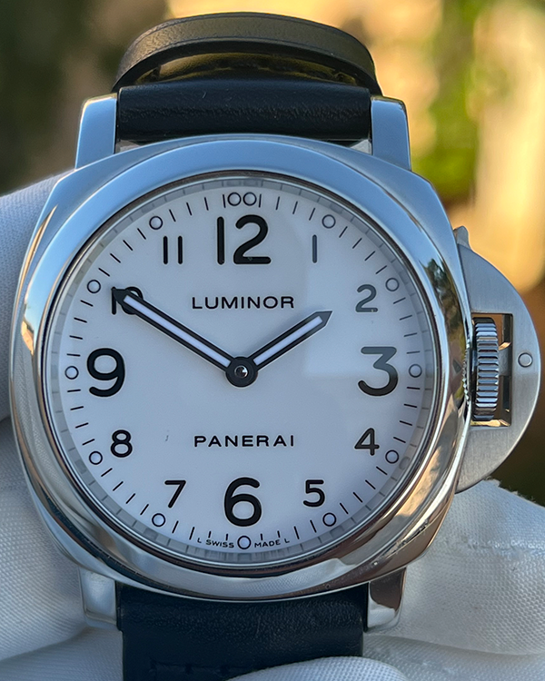 Panerai Luminor Base 44MM White Dial Leather Strap (PAM00114)