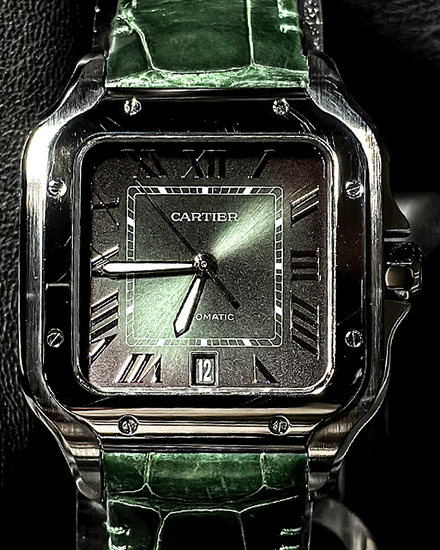 2023 Cartier Santos De Cartier 39.8MM Green Dial Leather Strap (WSSA0062)