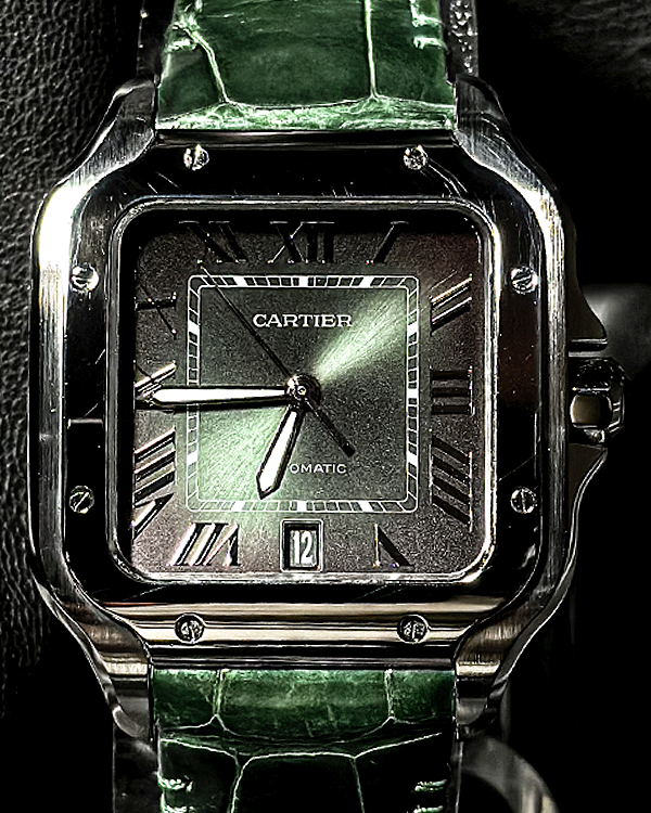 2023 Cartier Santos De Cartier 39.8MM Green Dial Leather Strap (WSSA0062)