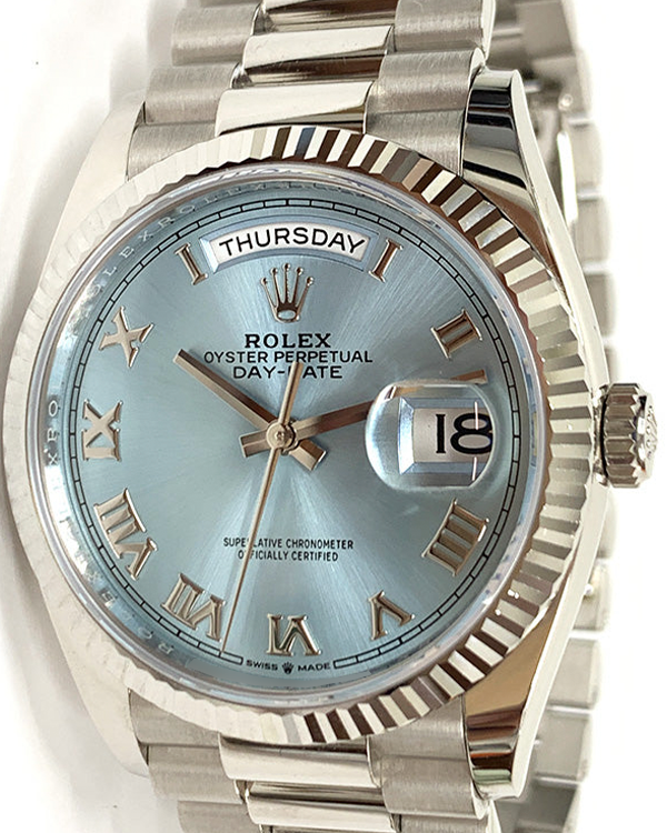 2022 Rolex Day-Date 36MM Blue Ice Dial Platinum President Bracelet (128236)