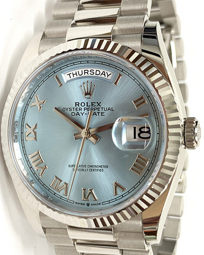 2022 Rolex Day-Date 36MM Blue Ice Dial Platinum President Bracelet (128236)