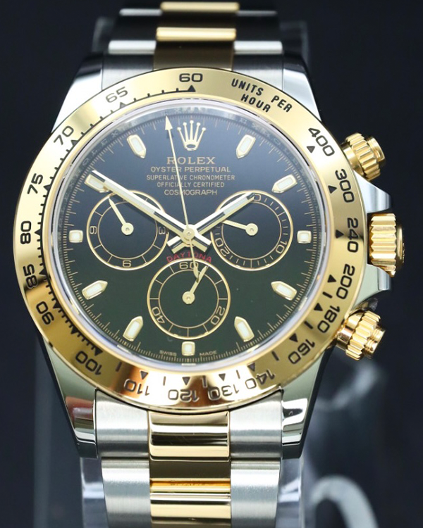 2022 Discontinued Rolex Cosmograph Daytona 40MM Oystersteel and Yellow Gold Black Dial (116503)