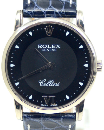 Rolex Cellini 32MM Black Dial Leather Strap (5116)