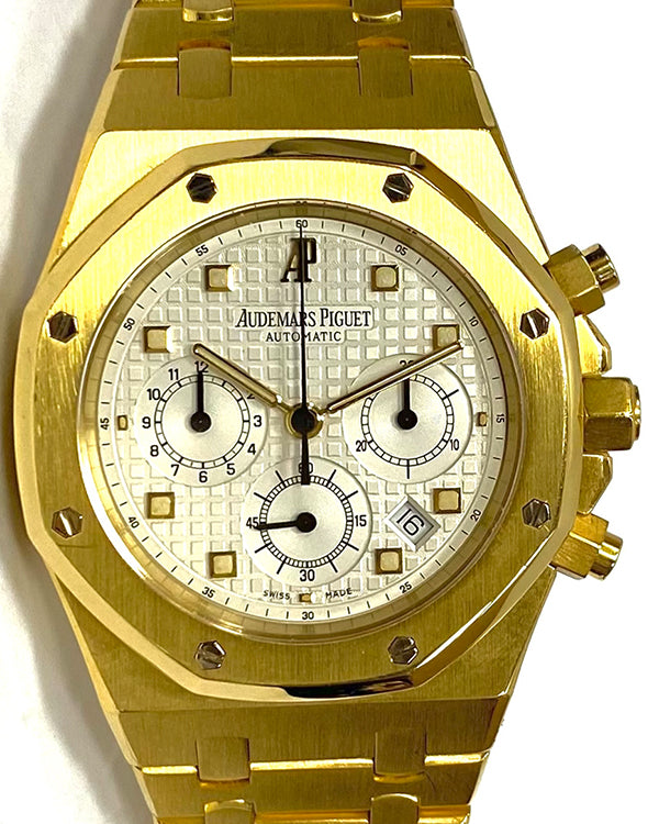 2000 Audemars Piguet Royal Oak Chronograph 39MM Yellow Gold White Dial (25860BA)