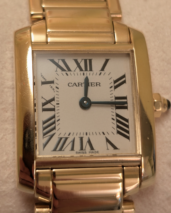 Cartier Tank Française 20MM Quartz White Dial Yellow Gold Bracelet (2385)