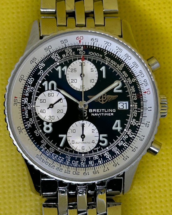 Breitling Old Navitimer 41MM Black Dial Steel Bracelet (A13322)