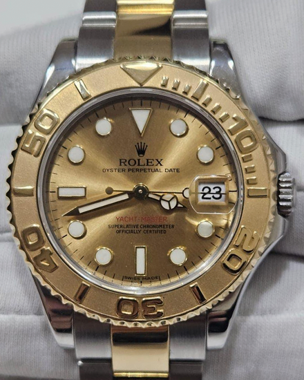 Rare Rolex Yacht-Master 35MM Champagne Dial Two-Tone Oyster Bracelet (168623)