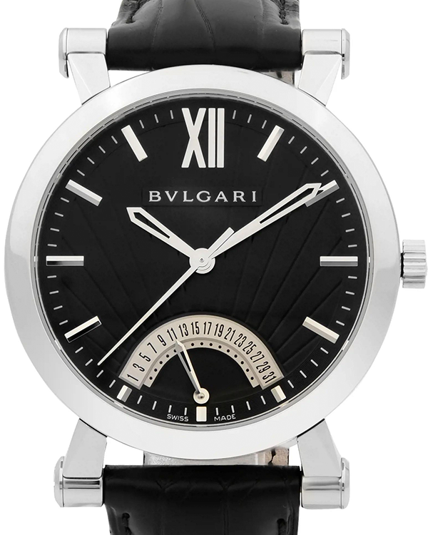 Bvlgari Sotirio Retrograde Date 42MM Black Dial Leather Strap (SB42SDR)