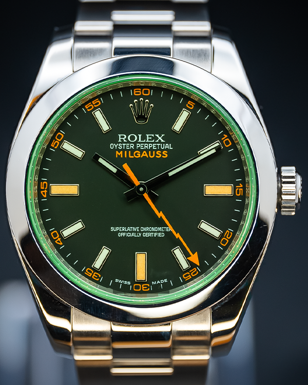 Rolex Milgauss Oystersteel Black Dial Green Crystal (116400GV)