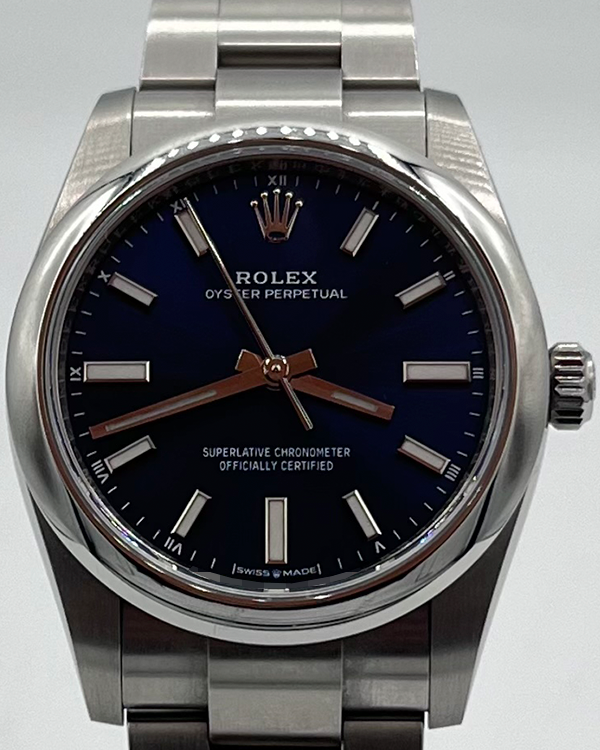 2021 Rolex Oyster Perpetual 34MM Blue Dial Oystersteel Bracelet (124200)