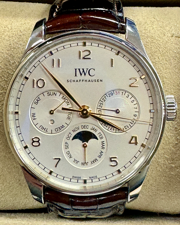 2020 IWC Schaffhausen Portuguese Perpetual Calendar 42MM Silver Dial Leather Strap (IW344203)