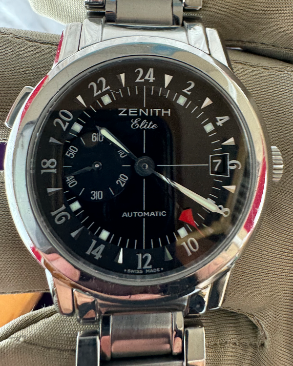 Zenith Elite Port Royal GMT 38MM Black Dial Steel Bracelet (01/02.0450.682)