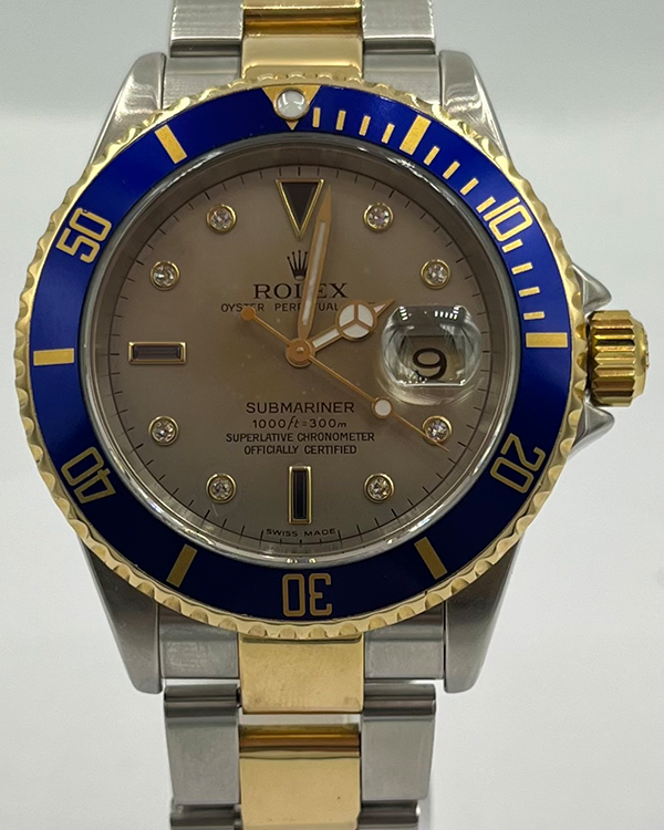 Rolex Submariner Date 40MM Slate Serti Dial Two-Tone Bracelet (16613)