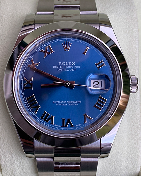 2014 Rolex Datejust II 41MM Blue Dial Oyster Bracelet (116300)