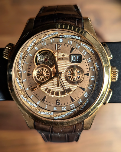 2013 Zenith El Primero Class Traveller Open Multicity 46MM Champagne Dial Leather Strap (18.0520.4037/71.C491)