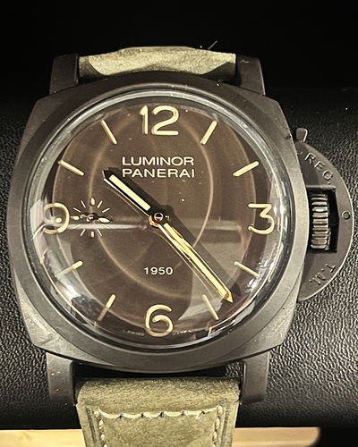 2016 Panerai Luminor Composite 1950 3 Days L.E. 47MM Brown Dial Aftermarket Leather Strap (PAM00375)