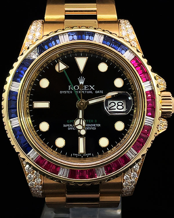 Rolex GMT-Master II 40MM Black Dial Yellow Gold Bracelet (116718)