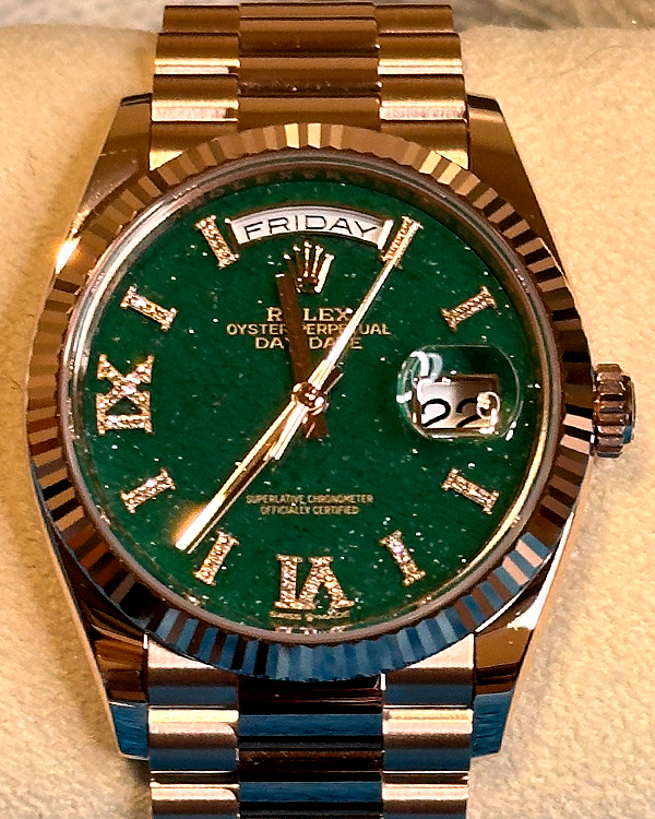 2024 Rolex Day-Date 36MM Green Dial Rose Gold President Bracelet (128235)