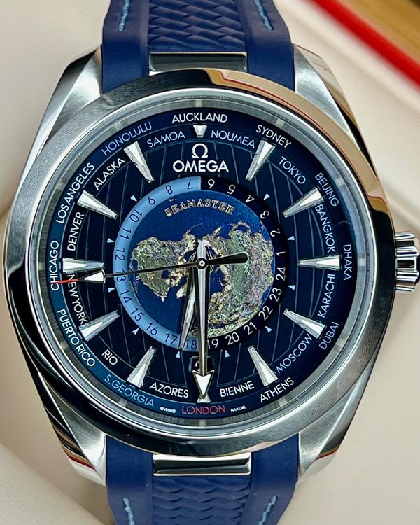 2023 Omega Aqua Terra Worldtimer 43MM Blue Dial Rubber Strap (220.12.43.22.03.001)