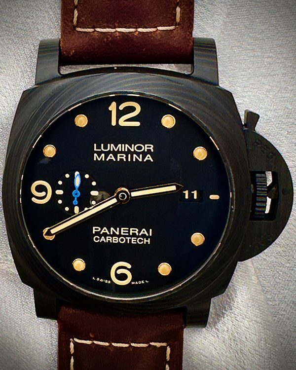 2017 Panerai Luminor Marina 1950 3 Days 44MM Black Dial Leather Strap (PAM00661)