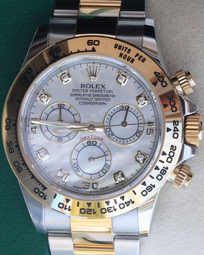 2021 Rolex Cosmograph Daytona 40MM Yellow Gold Oystersteel  Factory Diamonds Mother Of Pearl Dial Two-Tone Oyster (116503)