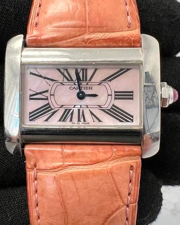 Cartier Tank Divan 32x25MM Quartz White Dial Leather Strap (2599)