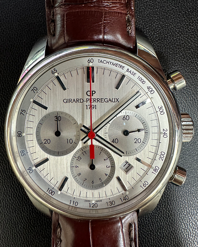 Girard Perregaux Competizione 42MM Steel Silver Dial Leather Strap (49590-11-111-BBBA)