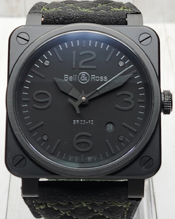 2015 Bell & Ross Phantom 42MM Black Dial Leather Strap (BR03-92-S)