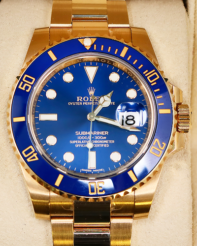 2020 Rolex Submariner Date "Bluesy" 40MM Blue Dial Yellow Gold Oyster Bracelet (116618LB)