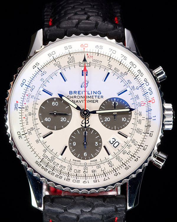 2021 Breitling Navitimer 1 B01 Chronograph "Panda" 43MM White Dial Aftermarket Bespoke Leather Strap (AB0121211G1A1)