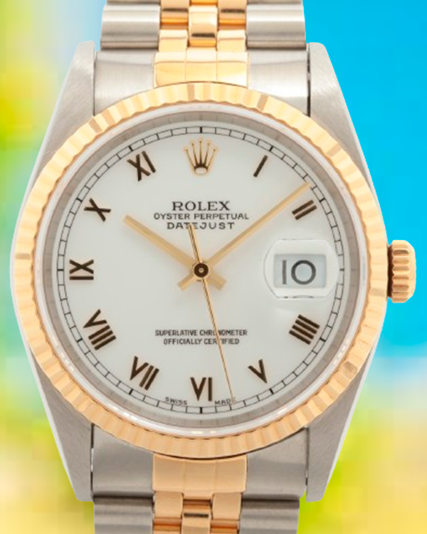 1996 Rolex Datejust Vintage 36MM White Dial Two-Tone Jubilee Bracelet (16233)