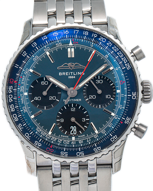 Breitling Navitimer Chronograph 41MM Blue Dial Steel Bracelet (AB0139)