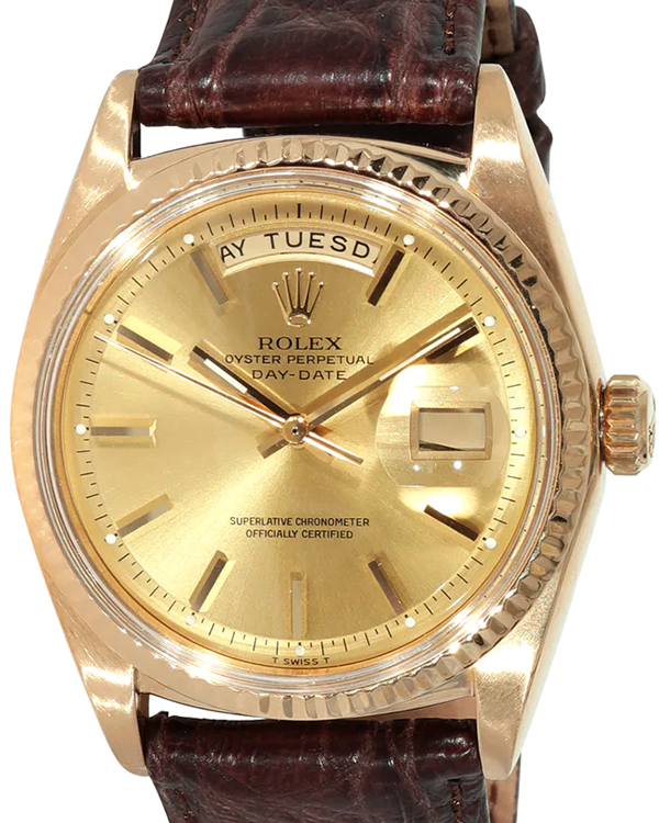 Rolex Day-Date 36MM Champagne Dial Leather Strap (1803)