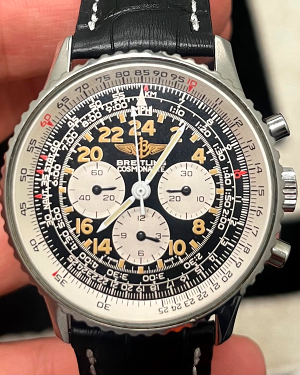 Breitling Navitimer Cosmonaute 41MM Black Dial Leather Strap (A12019)