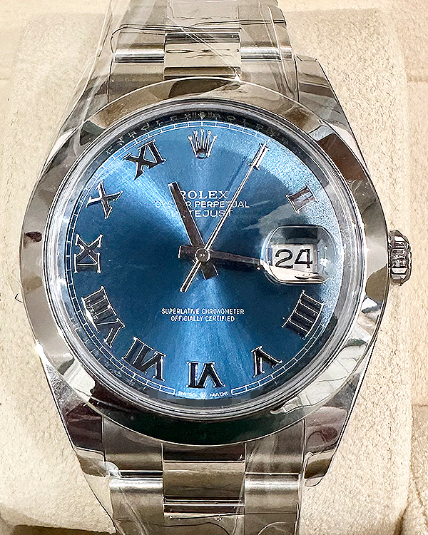 2024 Rolex Datejust 41MM Azzurro Blue Dial Oyster Bracelet (126300)