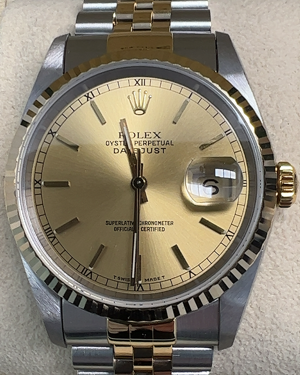 1999 Rolex Datejust 36MM Champagne Dial Two-Tone Jubilee Bracelet (16233)